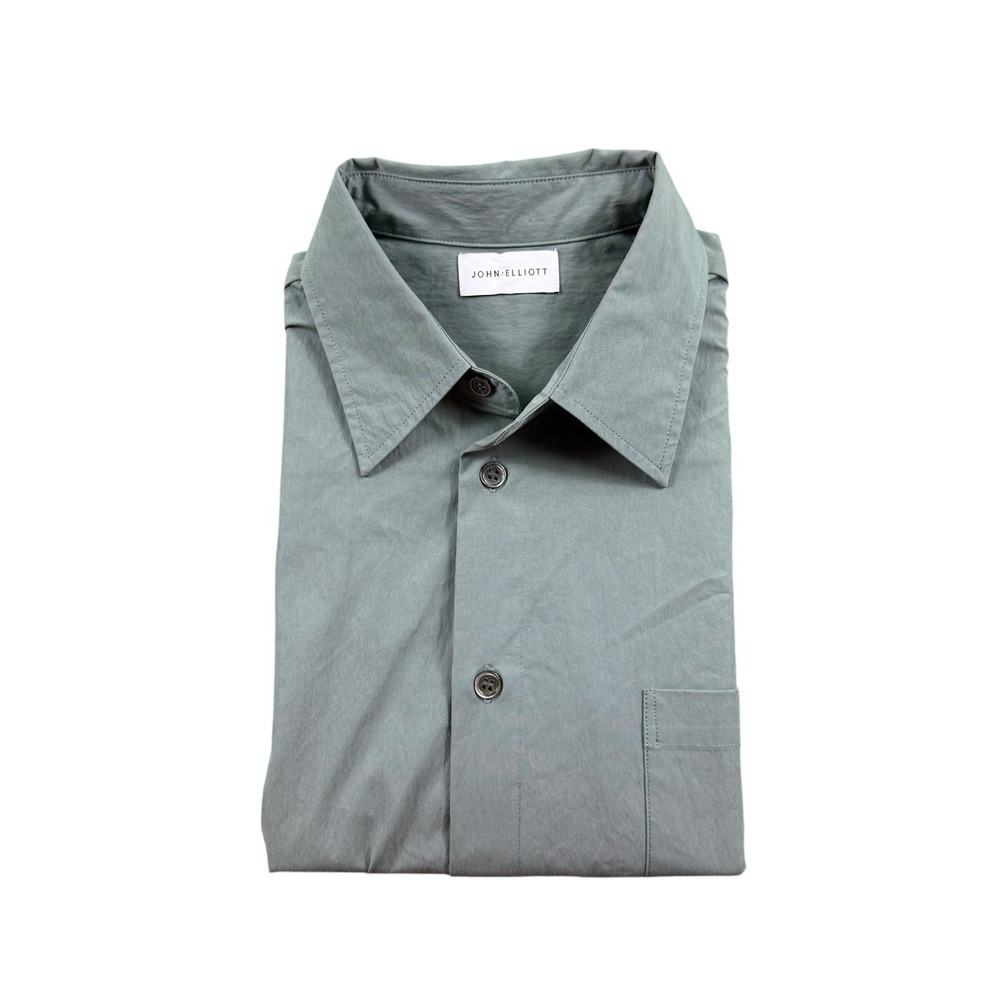 John Elliott Green Cotton Nylon Short Sleeve Button Front Shirt Mens Size 1 S